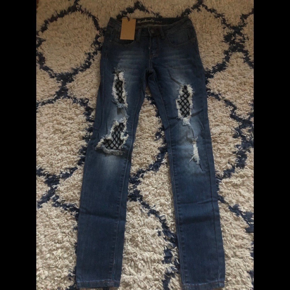 Fashion Nova jeans with fishnet